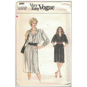 Very Easy Vogue 8595 Pullover Shirt Dress Pattern 1980s Choose Size Uncut